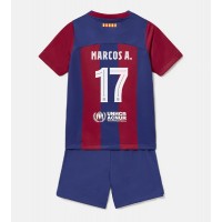 Fotbalové Dres Barcelona Marcos Alonso #17 Dětské Domácí 2023-24 Krátký Rukáv (+ trenýrky)